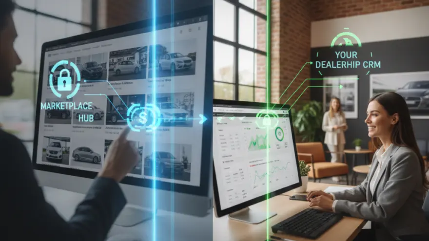 Zwei Lüt schaffed an Computermonitore mit Grafike und Autodarschtelligä inere Büroumgebig.